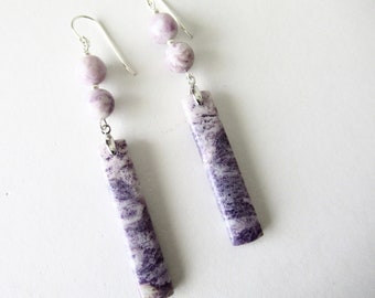 Purple jasper earrings. Long purple earrings