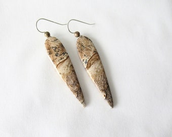 Picture jasper earrings  Jasper earrings. Tan earrings. Long earrings