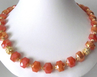 Orange necklace   autumn necklace   summer necklace