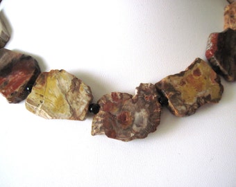 jasper necklace      natural stone   brown, gold