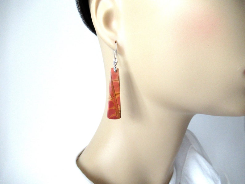 natural stone earrings   picasso jasper earings    long earrings