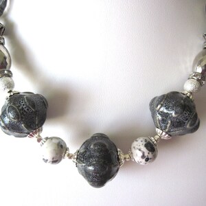 Gray and silver necklace.  Chunky style, great for summer.  grey necklace