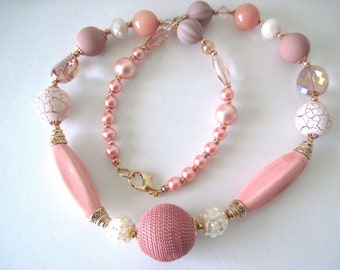 pink coral color necklace   coral necklace