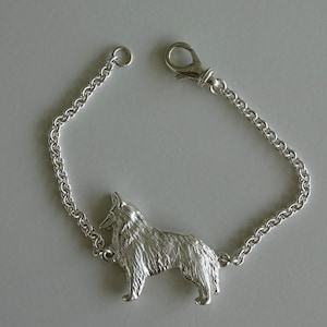 Large Sterling Silver Belgian Tervuren / Belgian Sheepdog Standing Study Bracelet