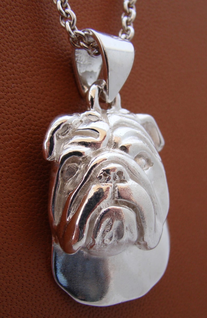 large silver bulldog statue