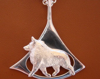 Large Sterling Silver Schipperke Moving Study On A Free Form