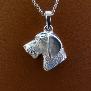 Large Sterling Silver Wire-haired Dachshund Head Study Pendant
