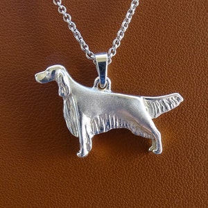 Small Sterling Silver English Setter Standing Study Pendant