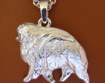 Large Sterling Silver Pomeranian Moving Study Pendant
