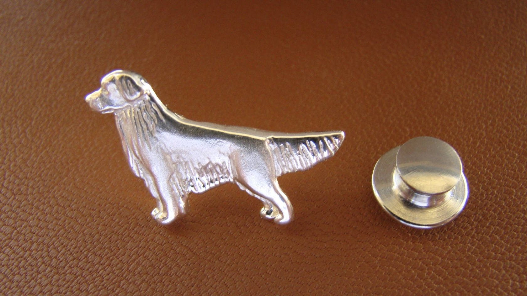 Small Sterling Silver Golden Retrieve Lapel Pin