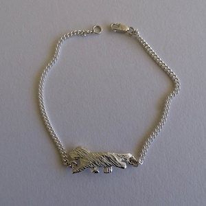 Small Sterling Silver Bearded Collie Moving Study Bracelet