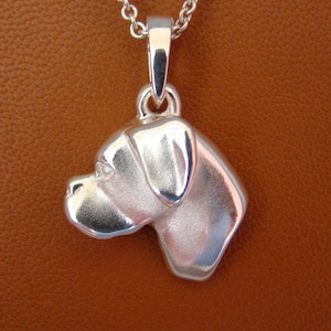 Large Sterling Boxer Head Study With Un-Cropped Ears Pendant