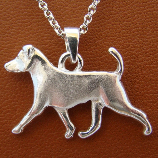 Small Sterling Silver Jack Russell Terrier Moving Study Pendant