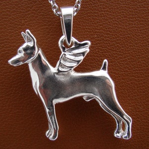 Sterling Silver Miniature Pinscher Angel Pendant