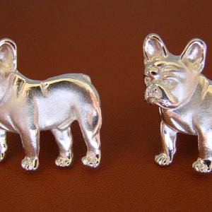 Sterling Silver French Bulldog Standing Study Cuff Links