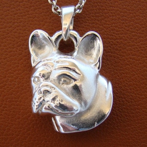 Small Sterling Silver French Bulldog Head Study Pendant