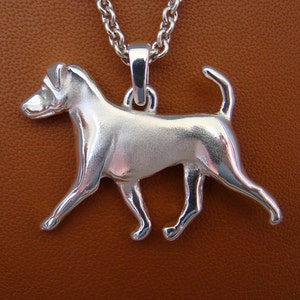 Large Sterling Silver Jack Russell Terrier Moving Study Pendant