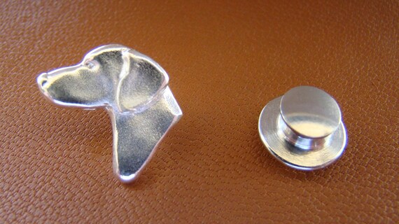Small Silver German Shorthaired Pointer Head Study Lapel Pin Etsy