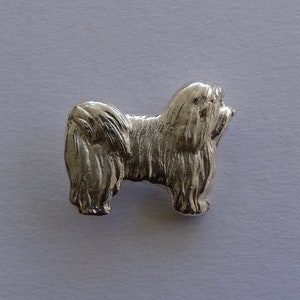 Large Sterling Silver Havanese Standing Study Brooch