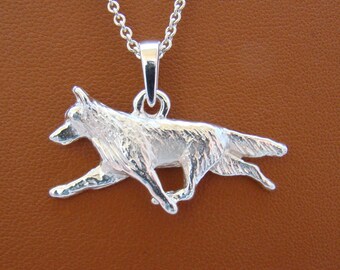 Small Sterling Silver German Shepherd Dog Gating Study Pendant