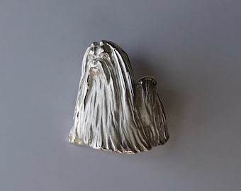 Large Sterling Silver Maltese Standing Study Brooch
