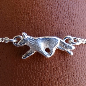 Small Sterling Silver German Shepherd Dog Moving Study Anklet
