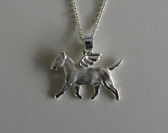 Sterling Silver Bull Terrier Angel Pendant