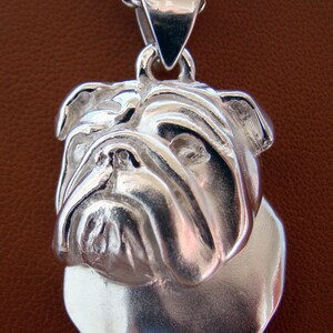 Large Sterling Silver Bulldog/ English Bulldog Head Study Pendant