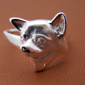 Sterling Silver Chihuahua Head Study Ring