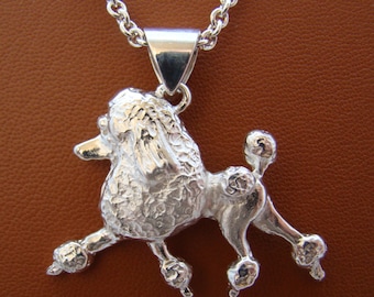 Large Sterling Silver Poodle Moving Study Pendant