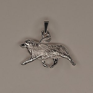 Sterling Silver Australian Shepherd Angel Pendant