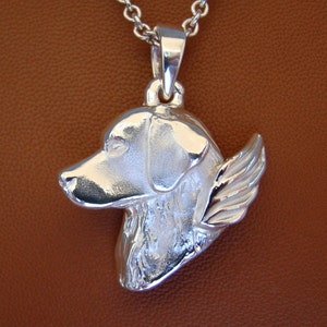 Large Sterling Silver Golden Retriever Angel Pendant