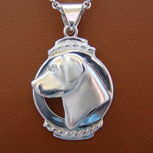 Large Sterling Silver Labrador Retriever Head Study On An Oval Frame Pendant