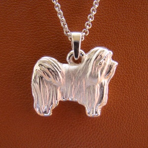 Small Sterling Silver Havanese Standing Study Pendant
