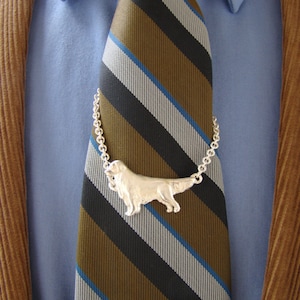 Sterling Silver Golden Retriever Large Standing Study Tie Chain