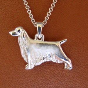 Small Sterling Silver English Springer Spaniel Standing Study Pendant