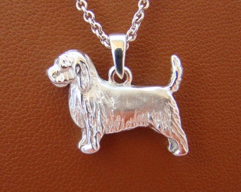 Small Sterling Silver Petit Basset Griffon Vendeen Standing Study Pendant