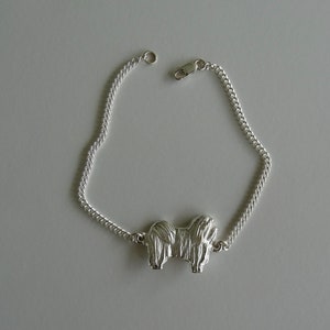 Small Sterling Silver Havanese Standing Study Bracelet