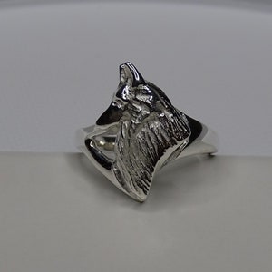 Sterling Silver Belgian Tervuren / Belgian Sheepdog Head Study Ring
