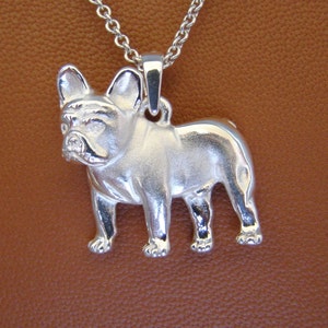 Small Sterling Silver French Bulldog Standing Study Pendant