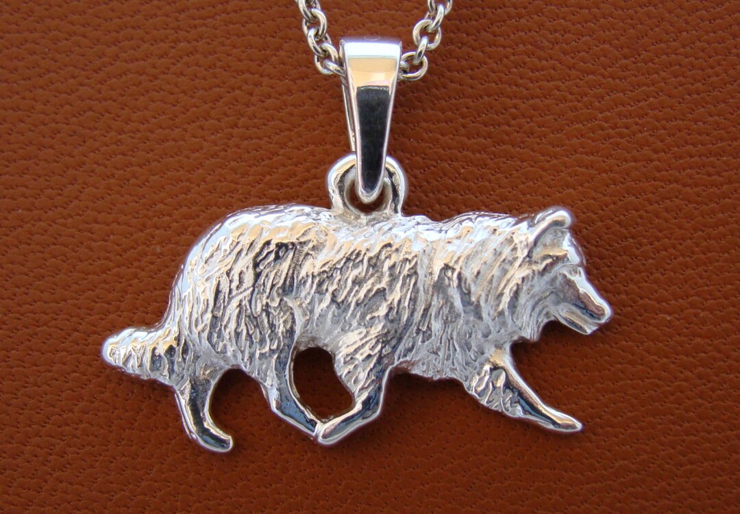 Small Sterling Silver Border Collie Herding Study Pendant Etsy