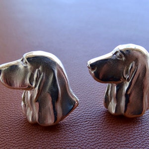 Sterling Silver Basset Hound Head Study Cuff Links