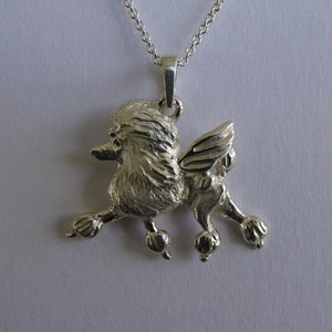 Large Sterling Silver Poodle Angel Pendant