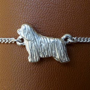 Sterling Silver Bearded Collie Standing Study Anklet