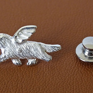 Sterling Silver Bearded Collie Angel Lapel Pin