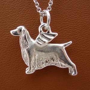Sterling Silver English Springer Spaniel Angel Pendant