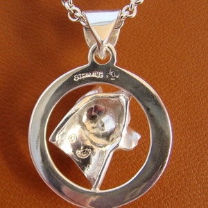 Small Sterling Silver Akita Head Study On A Circle Frame Pendant image 4