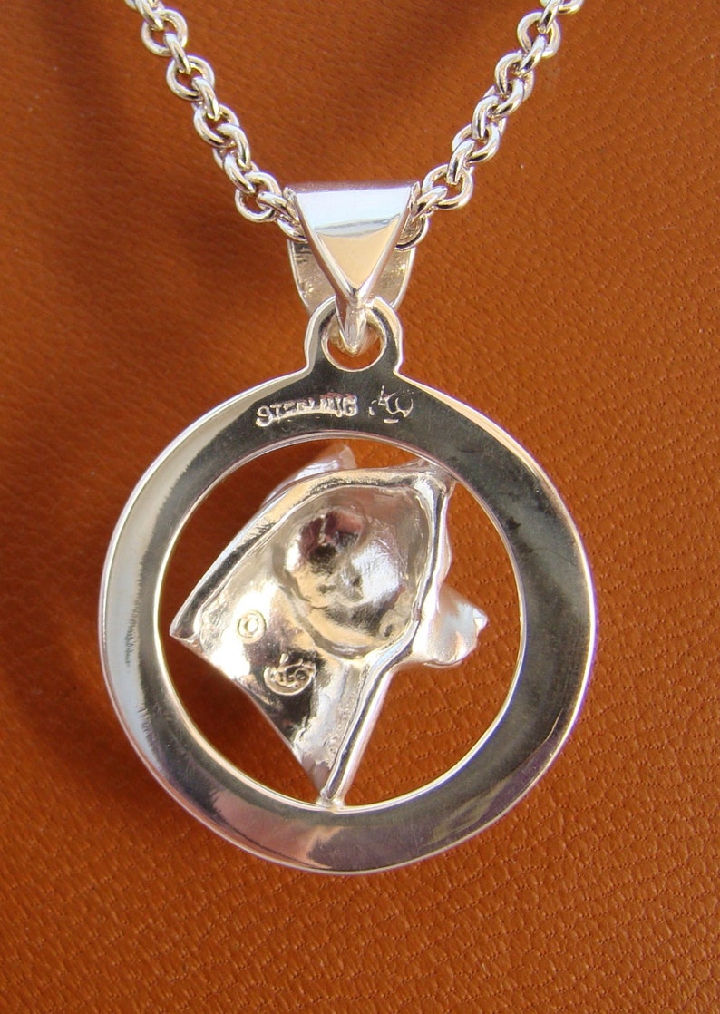 Small Sterling Silver Akita Head Study On A Circle Frame Pendant image 4