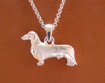 Sterling Silver Smooth Dachshund Standing Study Pendant