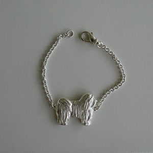 Large Sterling Silver Havanese Standing Study Bracelet